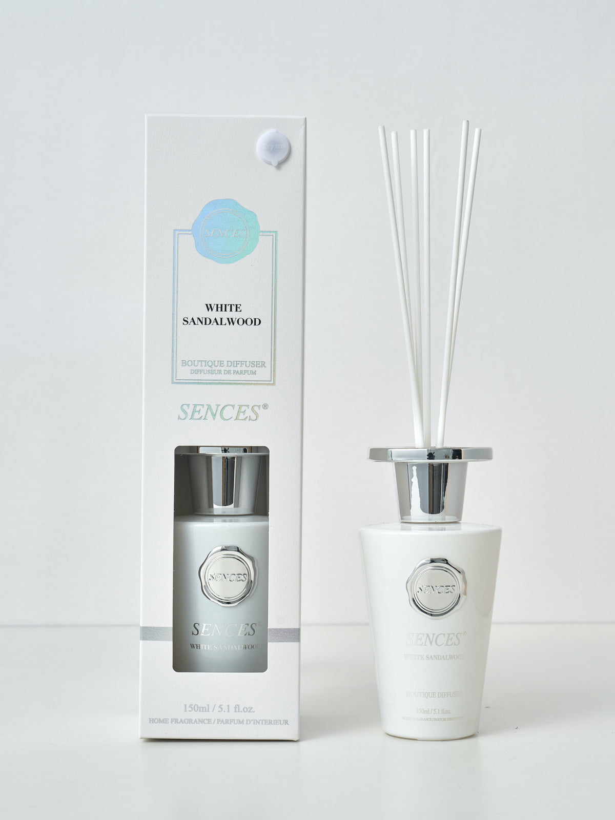 Sences White Sandalwood product packaging on a white background