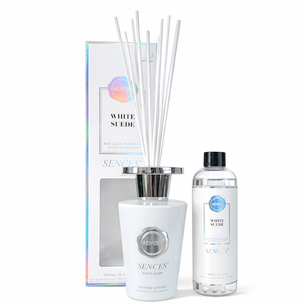 Sences White Suede 300ml Diffuser & 300ml Refill Bundle