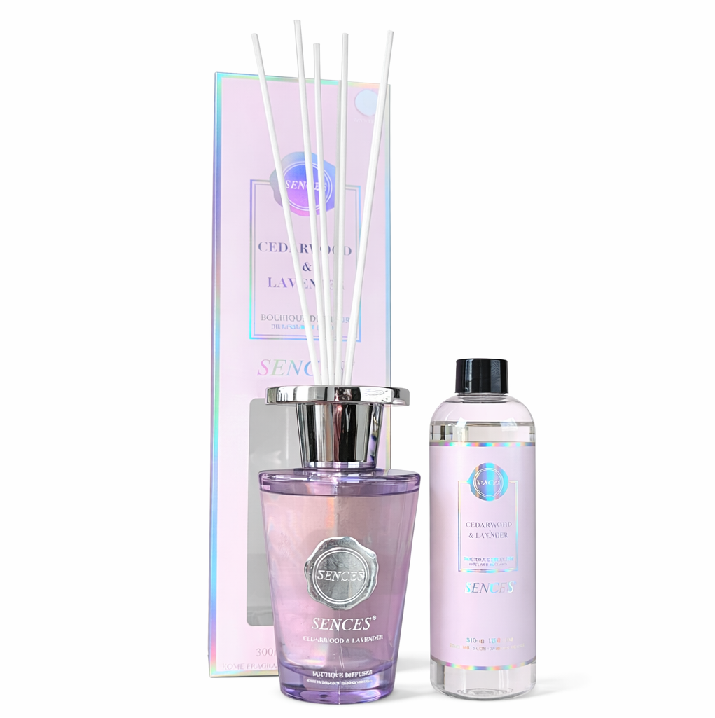 Sences Cedarwood & Lavender 300ml Diffuser & 300ml Refill Bundle