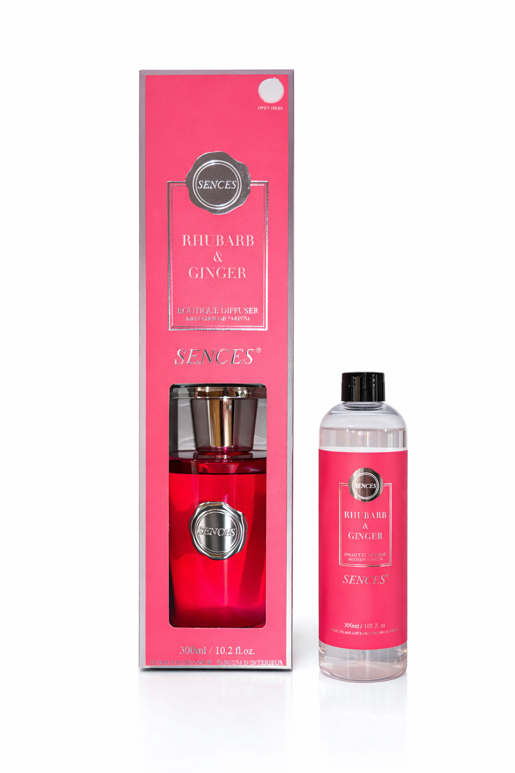 Sences Rhubarb & Ginger 300ml Diffuser & 300ml Refill Bundle