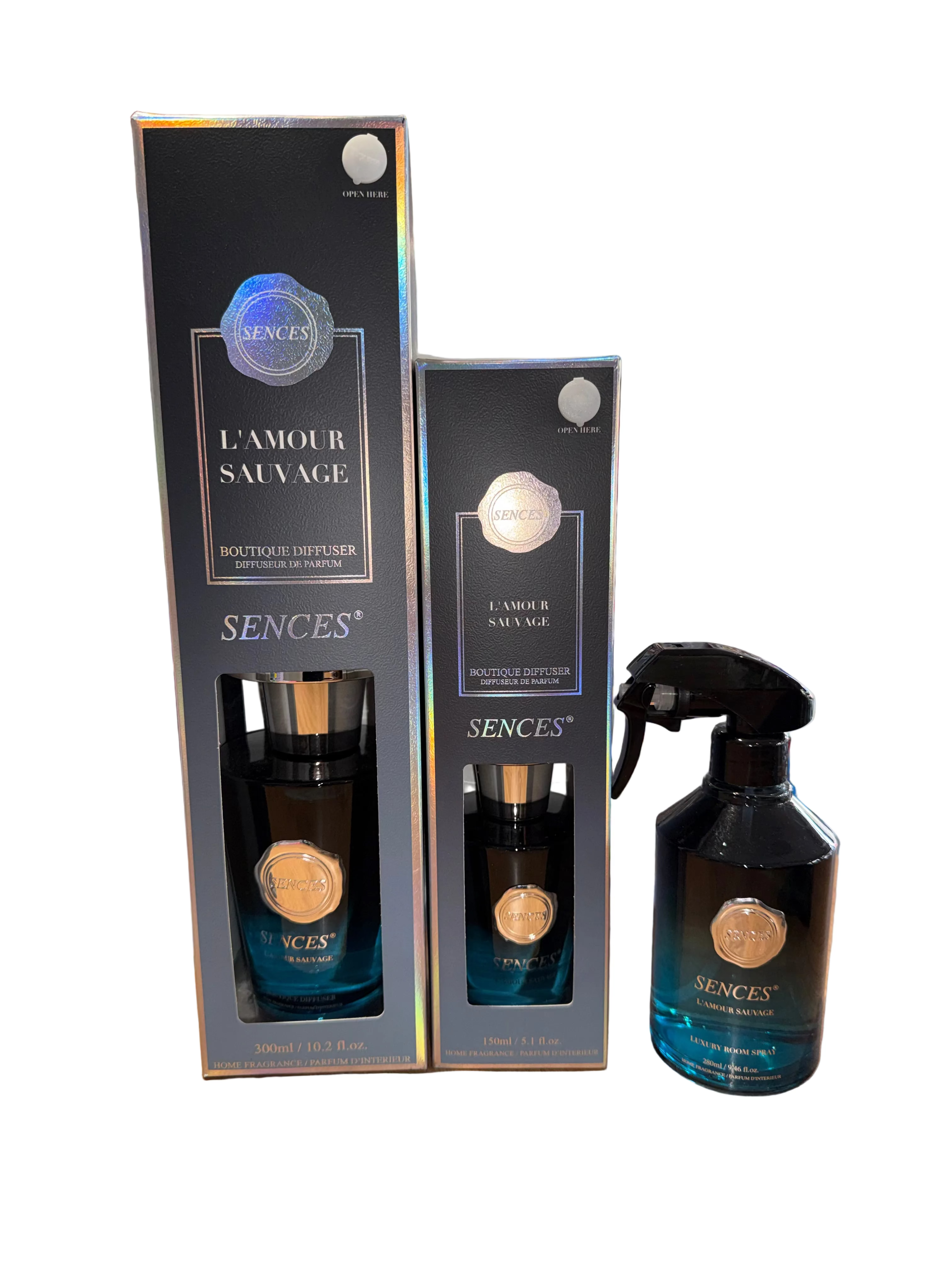 Sences L’Amour Sauvage Bundle 300ml Diffuser, 150ml Diffuser & 280ml Luxury Room Spray